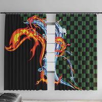 Japanese Asanoha Pattern Window Curtain Sun Flame Slayer Dragon Hinokami Kagura Spirit - Wonder Print Shop