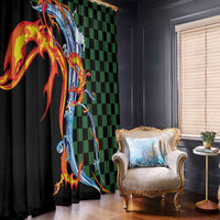 Japanese Asanoha Pattern Window Curtain Sun Flame Slayer Dragon Hinokami Kagura Spirit - Wonder Print Shop