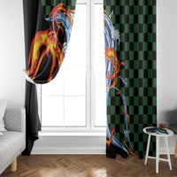 Japanese Asanoha Pattern Window Curtain Sun Flame Slayer Dragon Hinokami Kagura Spirit - Wonder Print Shop