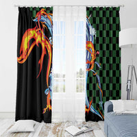 Japanese Asanoha Pattern Window Curtain Sun Flame Slayer Dragon Hinokami Kagura Spirit - Wonder Print Shop