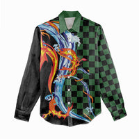 Japanese Asanoha Pattern Women Casual Shirt Sun Flame Slayer Dragon Hinokami Kagura Spirit - Wonder Print Shop