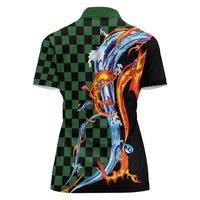 Japanese Asanoha Pattern Women Polo Shirt Sun Flame Slayer Dragon Hinokami Kagura Spirit - Wonder Print Shop