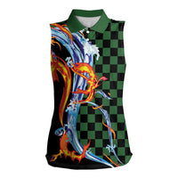Japanese Asanoha Pattern Women Sleeveless Polo Shirt Sun Flame Slayer Dragon Hinokami Kagura Spirit - Wonder Print Shop