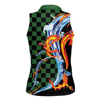 Japanese Asanoha Pattern Women Sleeveless Polo Shirt Sun Flame Slayer Dragon Hinokami Kagura Spirit - Wonder Print Shop