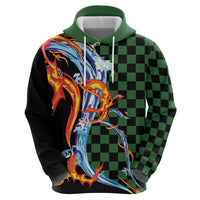Japanese Asanoha Pattern Zip Hoodie Sun Flame Slayer Dragon Hinokami Kagura Spirit - Wonder Print Shop