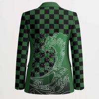 Japanese Asanoha Pattern Blazer Water Breathing Slayer Dragon - Wonder Print Shop