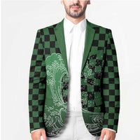 Japanese Asanoha Pattern Blazer Water Breathing Slayer Dragon - Wonder Print Shop