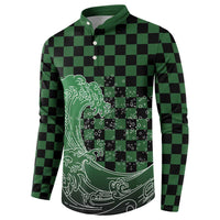 Japanese Asanoha Pattern Button Sweatshirt Water Breathing Slayer Dragon - Wonder Print Shop