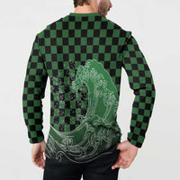 Japanese Asanoha Pattern Button Sweatshirt Water Breathing Slayer Dragon - Wonder Print Shop