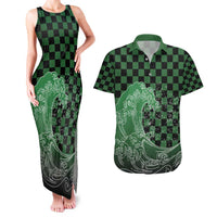Japanese Asanoha Pattern Couples Matching Tank Maxi Dress and Hawaiian Shirt Water Breathing Slayer Dragon - Wonder Print Shop