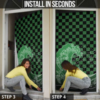 Japanese Asanoha Pattern Door Cover Water Breathing Slayer Dragon - Wonder Print Shop