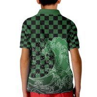 Japanese Asanoha Pattern Kid Polo Shirt Water Breathing Slayer Dragon - Wonder Print Shop