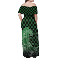 Japanese Asanoha Pattern Off Shoulder Maxi Dress Water Breathing Slayer Dragon - Wonder Print Shop