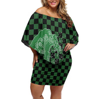 Japanese Asanoha Pattern Off Shoulder Short Dress Water Breathing Slayer Dragon - Wonder Print Shop