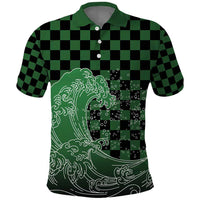 Japanese Asanoha Pattern Polo Shirt Water Breathing Slayer Dragon - Wonder Print Shop