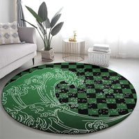 Japanese Asanoha Pattern Round Carpet Water Breathing Slayer Dragon - Wonder Print Shop