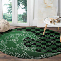 Japanese Asanoha Pattern Round Carpet Water Breathing Slayer Dragon - Wonder Print Shop