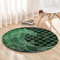 Japanese Asanoha Pattern Round Carpet Water Breathing Slayer Dragon - Wonder Print Shop