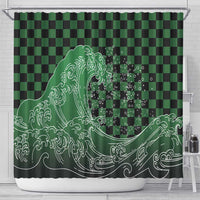 Japanese Asanoha Pattern Shower Curtain Water Breathing Slayer Dragon - Wonder Print Shop