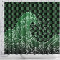 Japanese Asanoha Pattern Shower Curtain Water Breathing Slayer Dragon - Wonder Print Shop