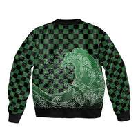 Japanese Asanoha Pattern Sleeve Zip Bomber Jacket Water Breathing Slayer Dragon - Wonder Print Shop