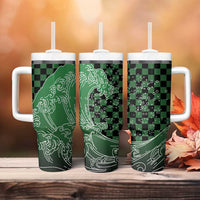 Japanese Asanoha Pattern Tumbler With Handle Water Breathing Slayer Dragon - Wonder Print Shop