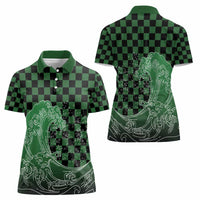 Japanese Asanoha Pattern Women Polo Shirt Water Breathing Slayer Dragon - Wonder Print Shop