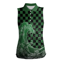 Japanese Asanoha Pattern Women Sleeveless Polo Shirt Water Breathing Slayer Dragon - Wonder Print Shop