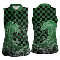 Japanese Asanoha Pattern Women Sleeveless Polo Shirt Water Breathing Slayer Dragon - Wonder Print Shop