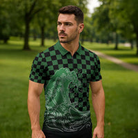 Japanese Asanoha Pattern Zipper Polo Shirt Water Breathing Slayer Dragon - Wonder Print Shop