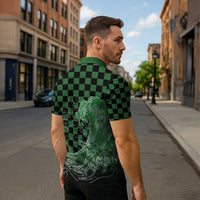 Japanese Asanoha Pattern Zipper Polo Shirt Water Breathing Slayer Dragon - Wonder Print Shop