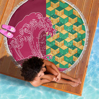 Japanese Bishamon-Kikkou Pattern Beach Blanket Water Pillar Silent River Flow - Wonder Print Shop