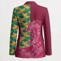 Japanese Bishamon-Kikkou Pattern Blazer Water Pillar Silent River Flow - Wonder Print Shop