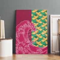 Japanese Bishamon-Kikkou Pattern Canvas Wall Art Water Pillar Silent River Flow - Wonder Print Shop