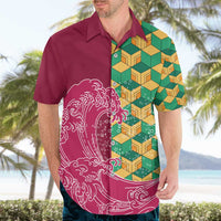 Japanese Bishamon-Kikkou Pattern Hawaiian Shirt Water Pillar Silent River Flow - Wonder Print Shop