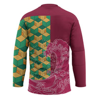 Japanese Bishamon-Kikkou Pattern Hockey Jersey Water Pillar Silent River Flow - Wonder Print Shop