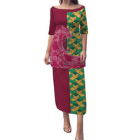 Japanese Bishamon-Kikkou Pattern Puletasi Water Pillar Silent River Flow - Wonder Print Shop