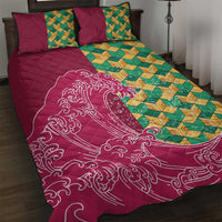 Japanese Bishamon-Kikkou Pattern Quilt Bed Set Water Pillar Silent River Flow - Wonder Print Shop