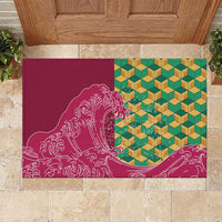 Japanese Bishamon-Kikkou Pattern Rubber Doormat Water Pillar Silent River Flow - Wonder Print Shop