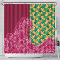 Japanese Bishamon-Kikkou Pattern Shower Curtain Water Pillar Silent River Flow - Wonder Print Shop
