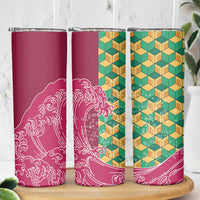 Japanese Bishamon-Kikkou Pattern Skinny Tumbler Water Pillar Silent River Flow - Wonder Print Shop