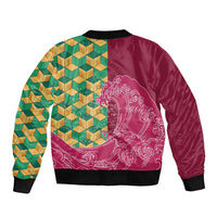 Japanese Bishamon-Kikkou Pattern Sleeve Zip Bomber Jacket Water Pillar Silent River Flow - Wonder Print Shop