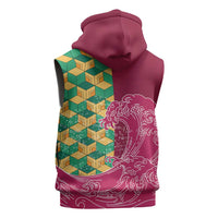 Japanese Bishamon-Kikkou Pattern Sleeveless Zip Hoodie Water Pillar Silent River Flow - Wonder Print Shop