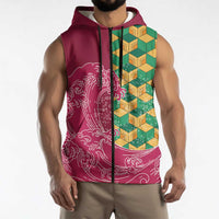 Japanese Bishamon-Kikkou Pattern Sleeveless Zip Hoodie Water Pillar Silent River Flow - Wonder Print Shop