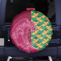 Japanese Bishamon-Kikkou Pattern Spare Tire Cover Water Pillar Silent River Flow - Wonder Print Shop
