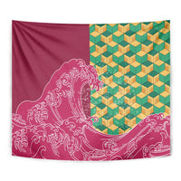 Japanese Bishamon-Kikkou Pattern Tapestry Water Pillar Silent River Flow - Wonder Print Shop