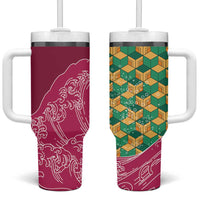 Japanese Bishamon-Kikkou Pattern Tumbler With Handle Water Pillar Silent River Flow - Wonder Print Shop