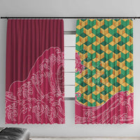 Japanese Bishamon-Kikkou Pattern Window Curtain Water Pillar Silent River Flow - Wonder Print Shop