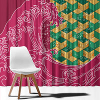 Japanese Bishamon-Kikkou Pattern Window Curtain Water Pillar Silent River Flow - Wonder Print Shop