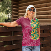 Japanese Bishamon-Kikkou Pattern Women Polo Shirt Water Pillar Silent River Flow - Wonder Print Shop